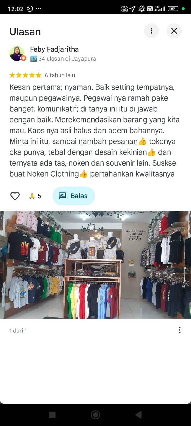 Review Google Maps pelanggan Noken Group 1