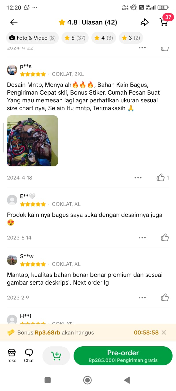Review TikTok Shop pelanggan Noken Group 1
