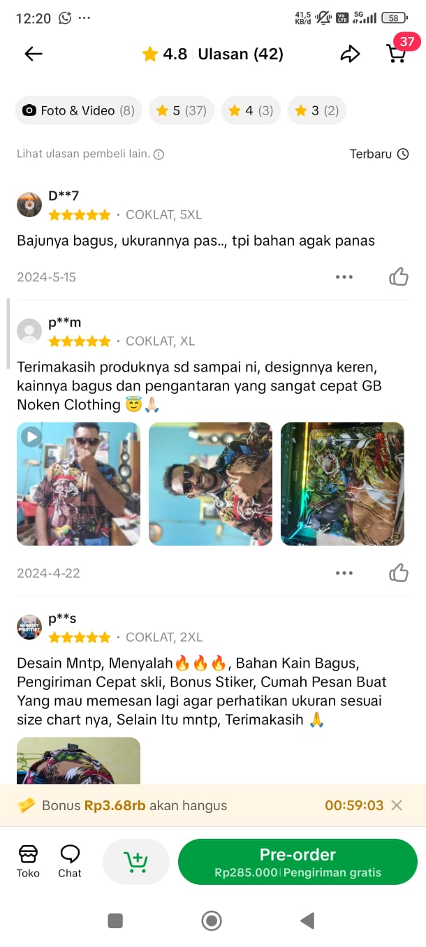 Review TikTok Shop pelanggan Noken Group 2